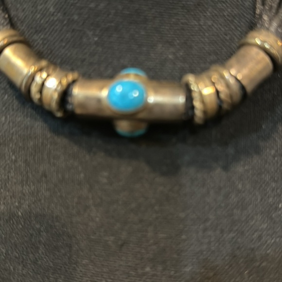 Turquoise Sterling Silver Native American Signed Necklace - Picture 6 of 9